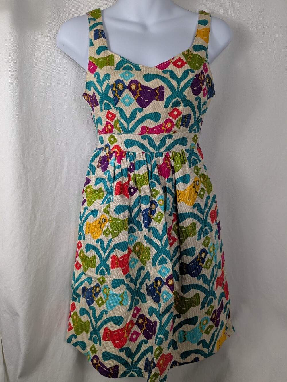 Judith March Anthropologie Aztec Birds Mini Dress w/Pockets! Sz S